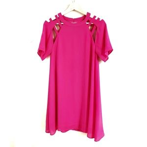 *LAST CHANCE* LOVERICHE Hot Pink Strappy Short Sleeve Mini Dress